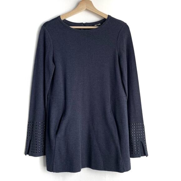 Nic + Zoe grommet cuff tunic long sleeve blue sweater size small - Picture 2 of 10